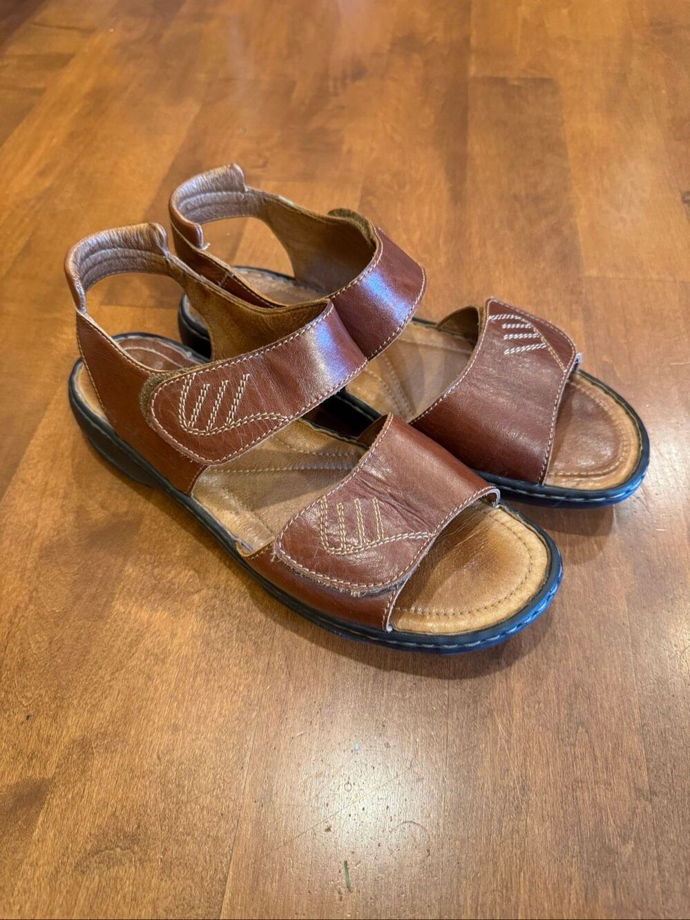 Josef Seibel Women’s EU 42 US 11 Brown Leather Hook Loop Comfort Sandals